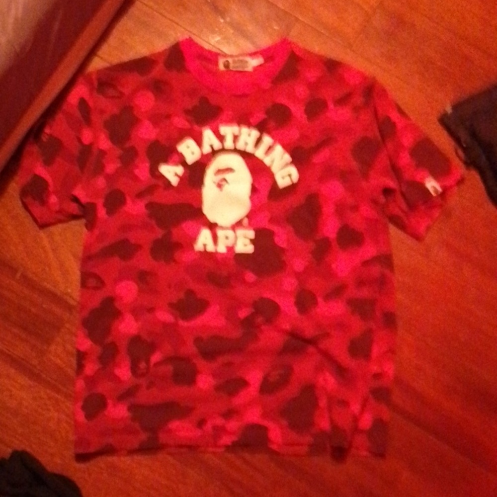 Red camo a bathing ape shirt